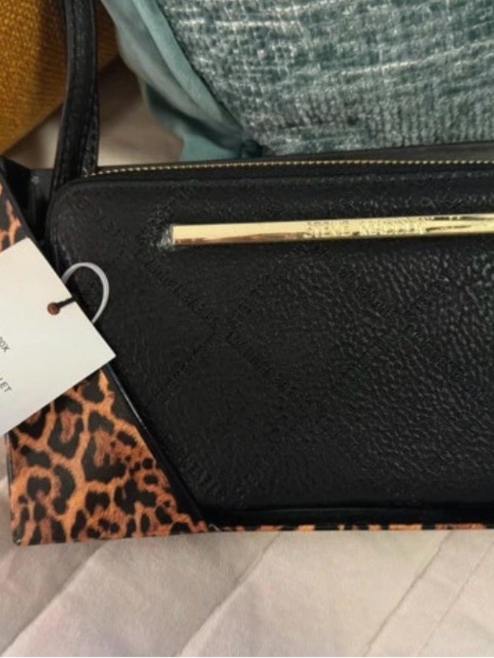 Steve Madden Black with Leopard Print Crossbody Bag